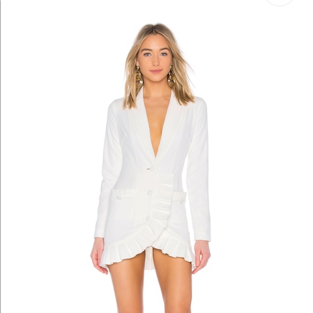 Lovers + Friends Future Waves Dress in White Size Small. Blazer Dress worn once.
